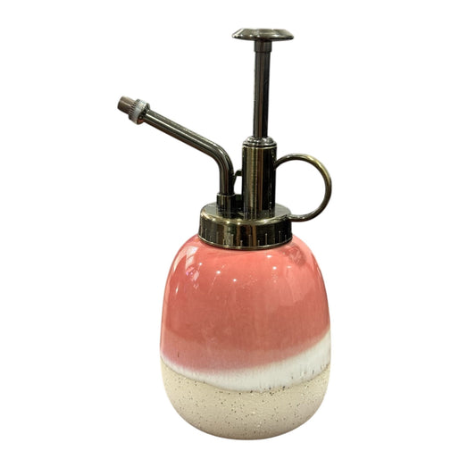 Set of 2 - Ceramic Ombre Plant Mister With Metal Pump - Pink & White Gradient