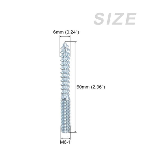 Double Ended Screws 40 Pcs Zinc Plated M6 Threaded Wood To Wood Connector 60mm Length