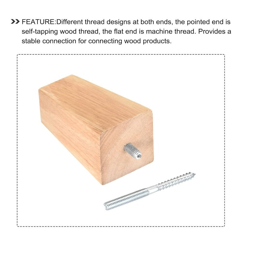 Double Ended Screws 40 Pcs Zinc Plated M6 Threaded Wood To Wood Connector 60mm Length