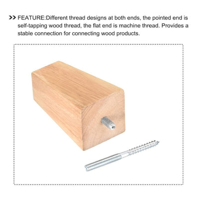 Double Ended Screws 40 Pcs Zinc Plated M6 Threaded Wood To Wood Connector 60mm Length