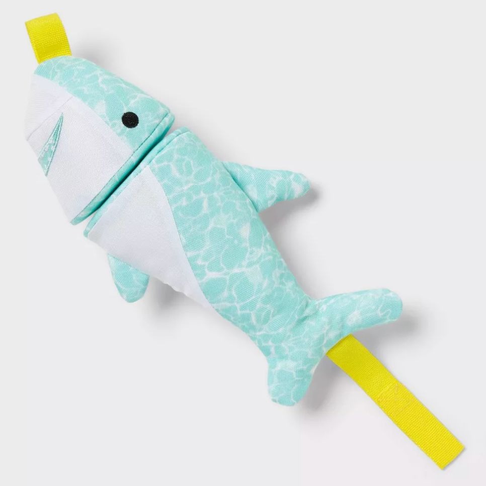 Sun Squad Shark Dog Toy For Gentle Play Floats Made For Cuddlers Teal & White