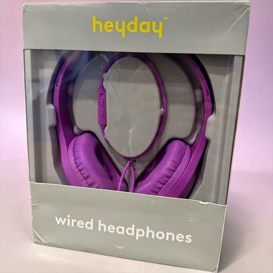 Heyday Wired Headphones Purple With 3.5mm Aux Cable Microphone & Comfort Fit Design