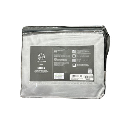 Martha Stewart King Flat Sheet Sateen 100% Cotton 400 Thread Count GRAY
