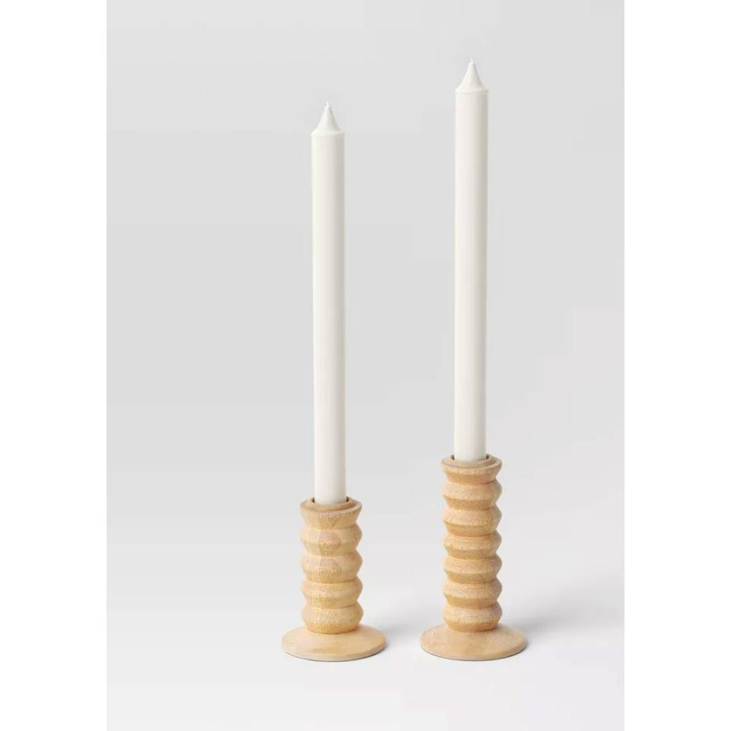 Taper Candleholder Set Room Essentials Natural Wood 2 Piece