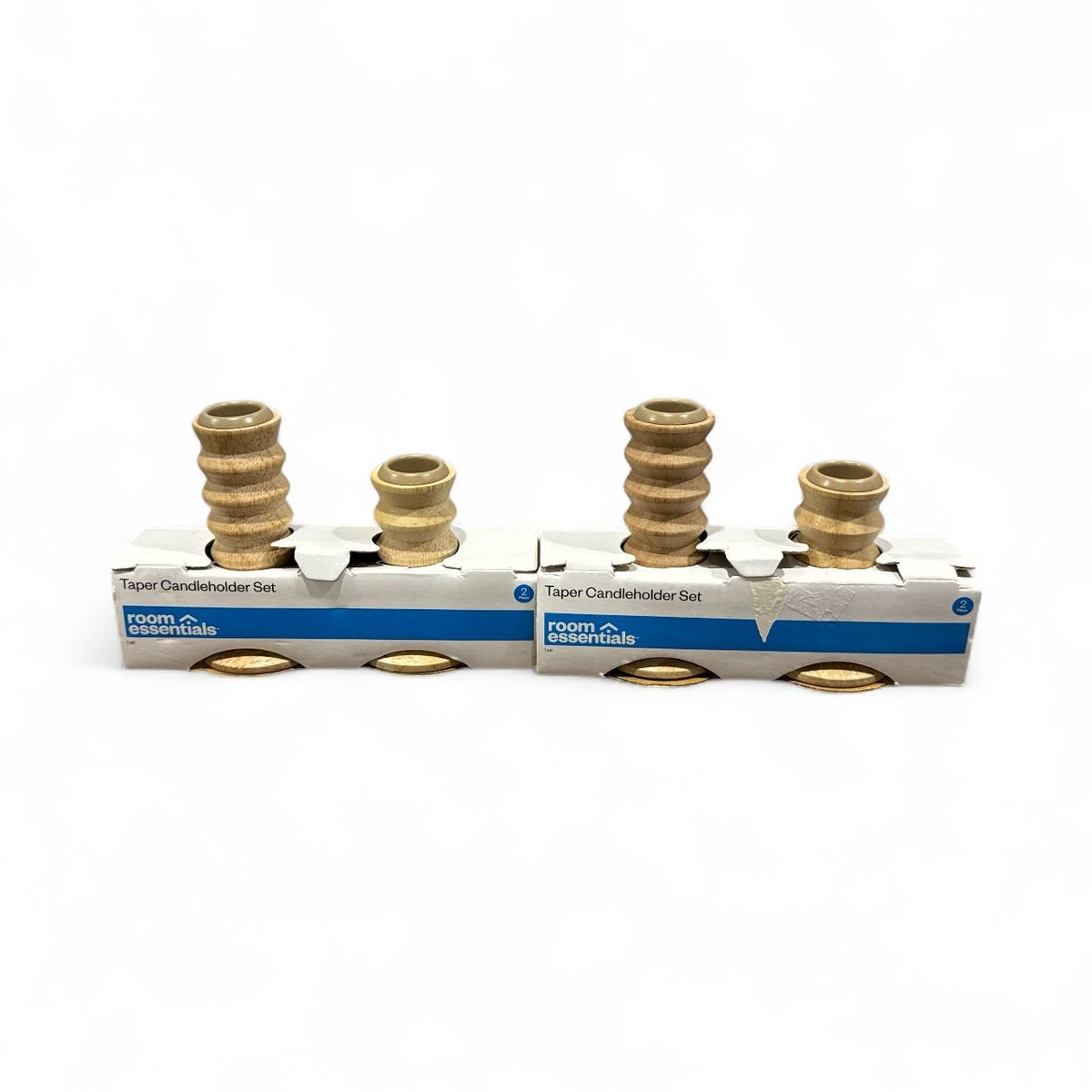 Taper Candleholder Set Room Essentials Natural Wood 2 Piece