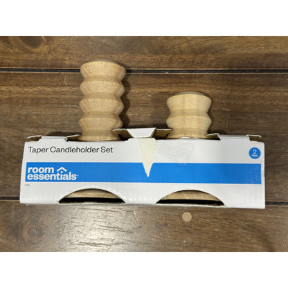 Taper Candleholder Set Room Essentials Natural Wood 2 Piece