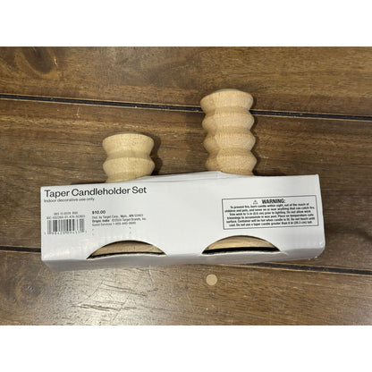 Taper Candleholder Set Room Essentials Natural Wood 2 Piece