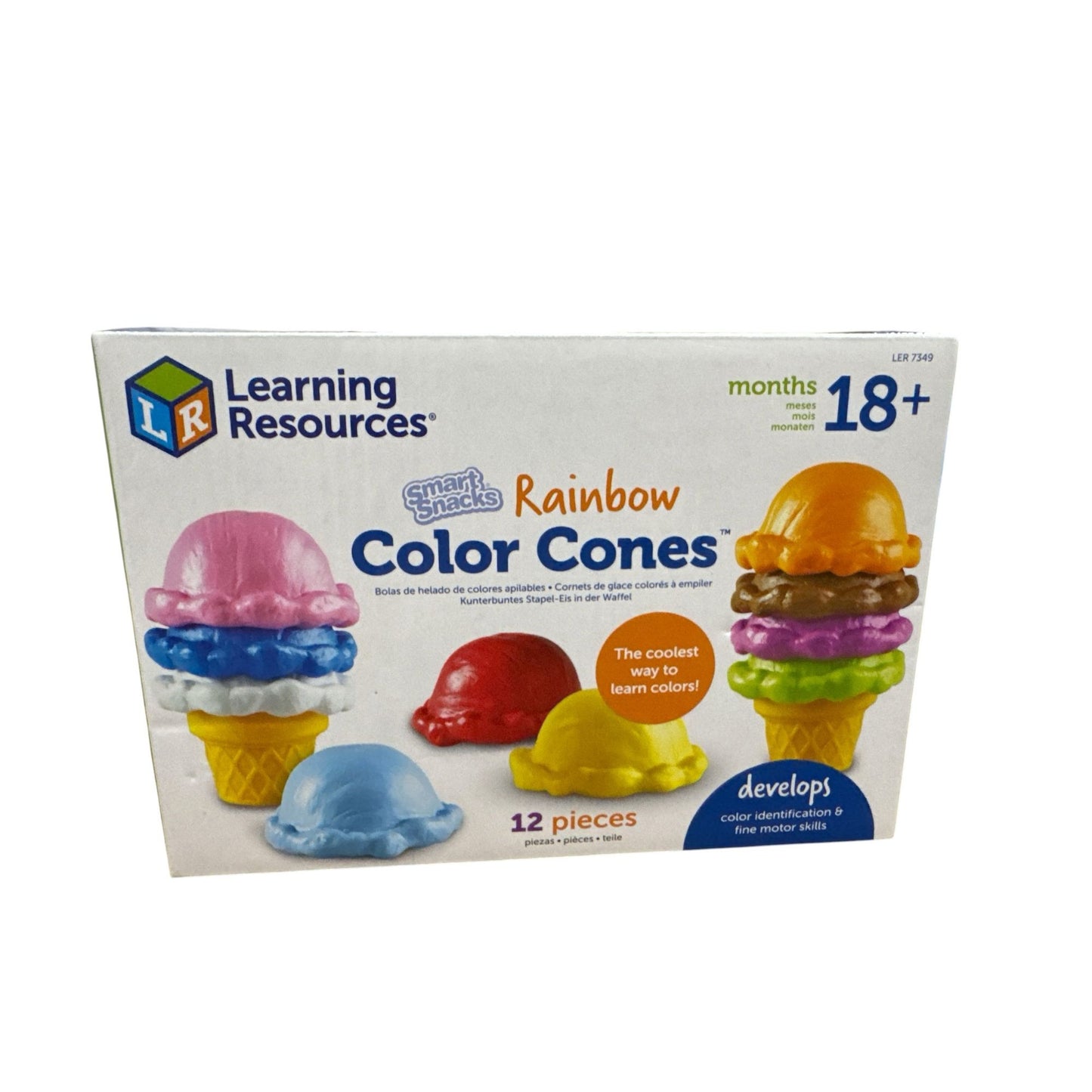 Learning Resources Rainbow Color Cones 12-Piece Set For Ages 18+ Months