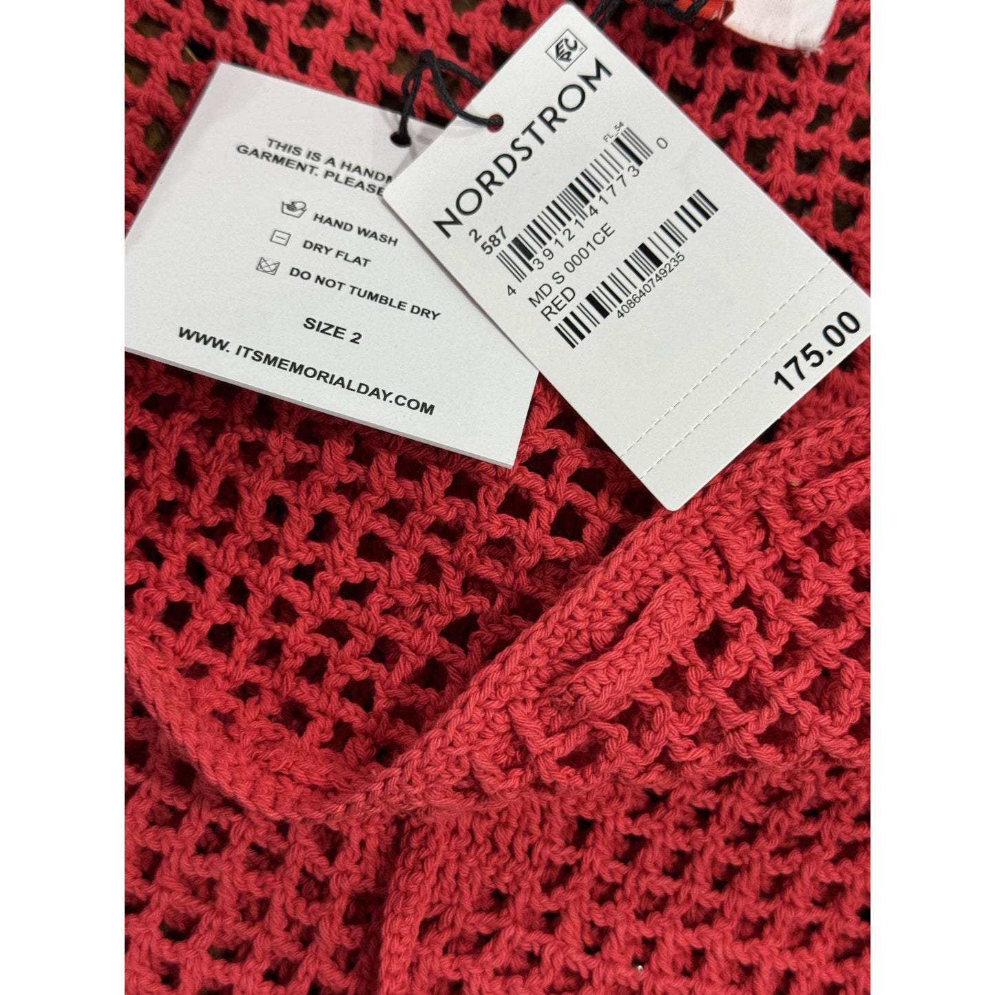 Handmade Memorial Day Red Crochet Skirt Size 2 Lightweight Beach Cover-Up Nordstrom Exclusive