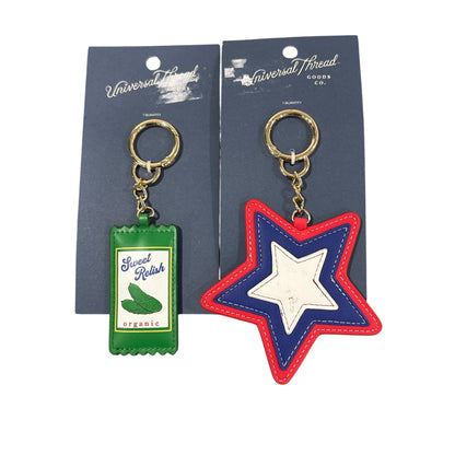 Set of 2 Universal Thread Keychain Set Star & Relish Organic Design Faux Leather Fun Accessories New