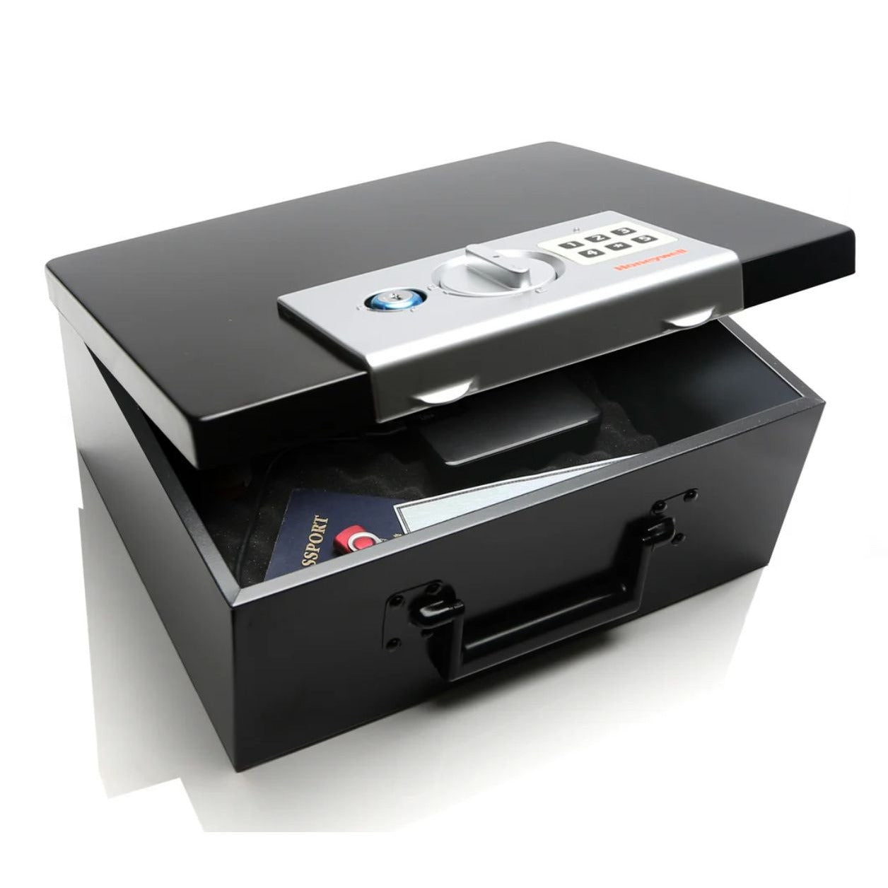 Honeywell Digital Steel Security Box With Programmable Lock, Double Steel Wall, 2 Keys, & Foam Padded Floor