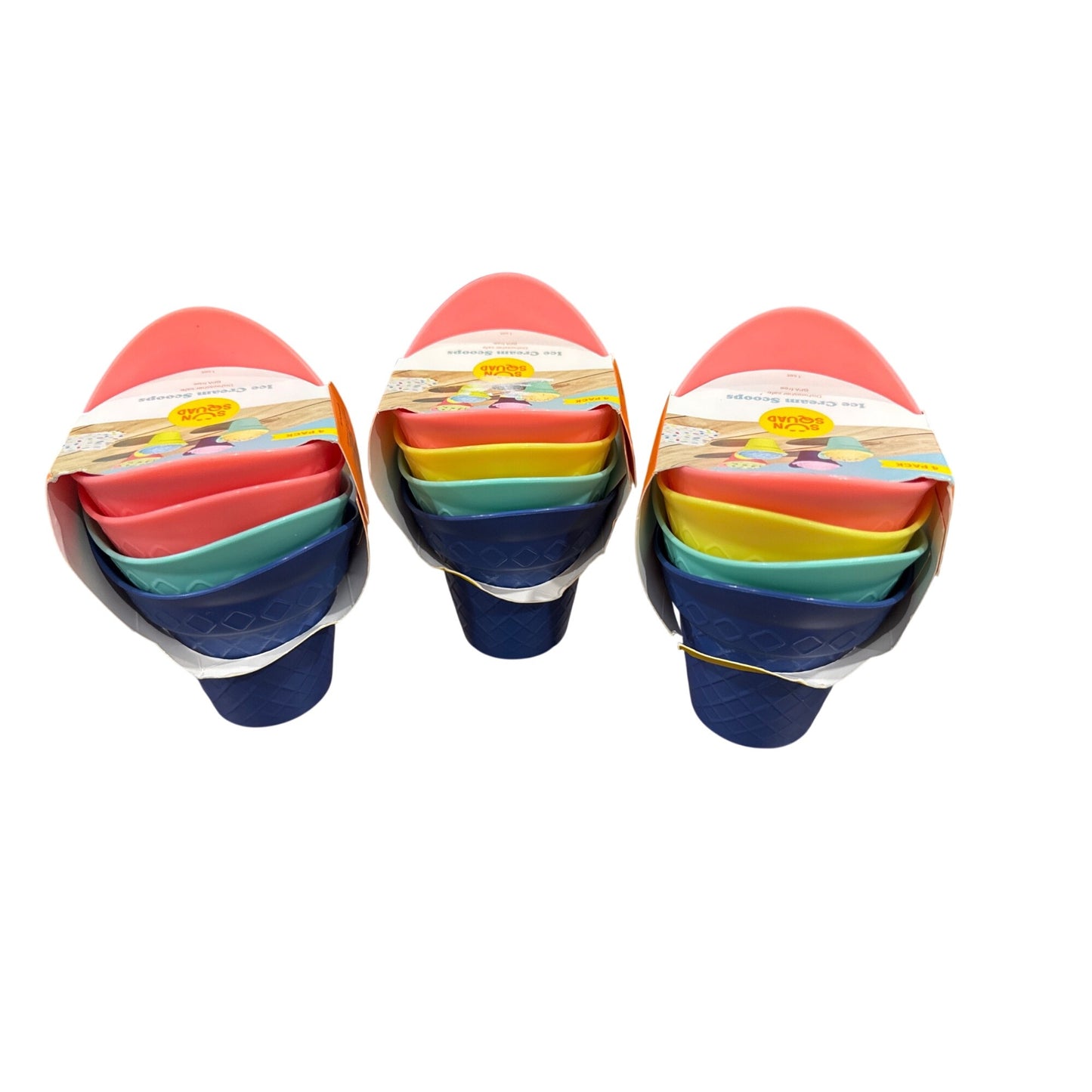 Set of 3 Sun Squad Ice Cream Scoops Set 4-Pack Colorful