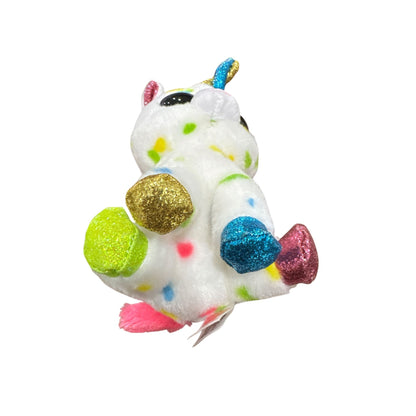 Ty Beanie Boos Harmonie Unicorn Plush 6" White With Multicolor Polka Dots & Glitter Accents