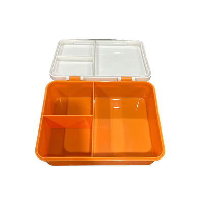 Cat & Jack BPA-Free Bento Box With Compartments Dishwasher & Microwave Safe Orange & White Check 8.5"x6.75"x2.35"