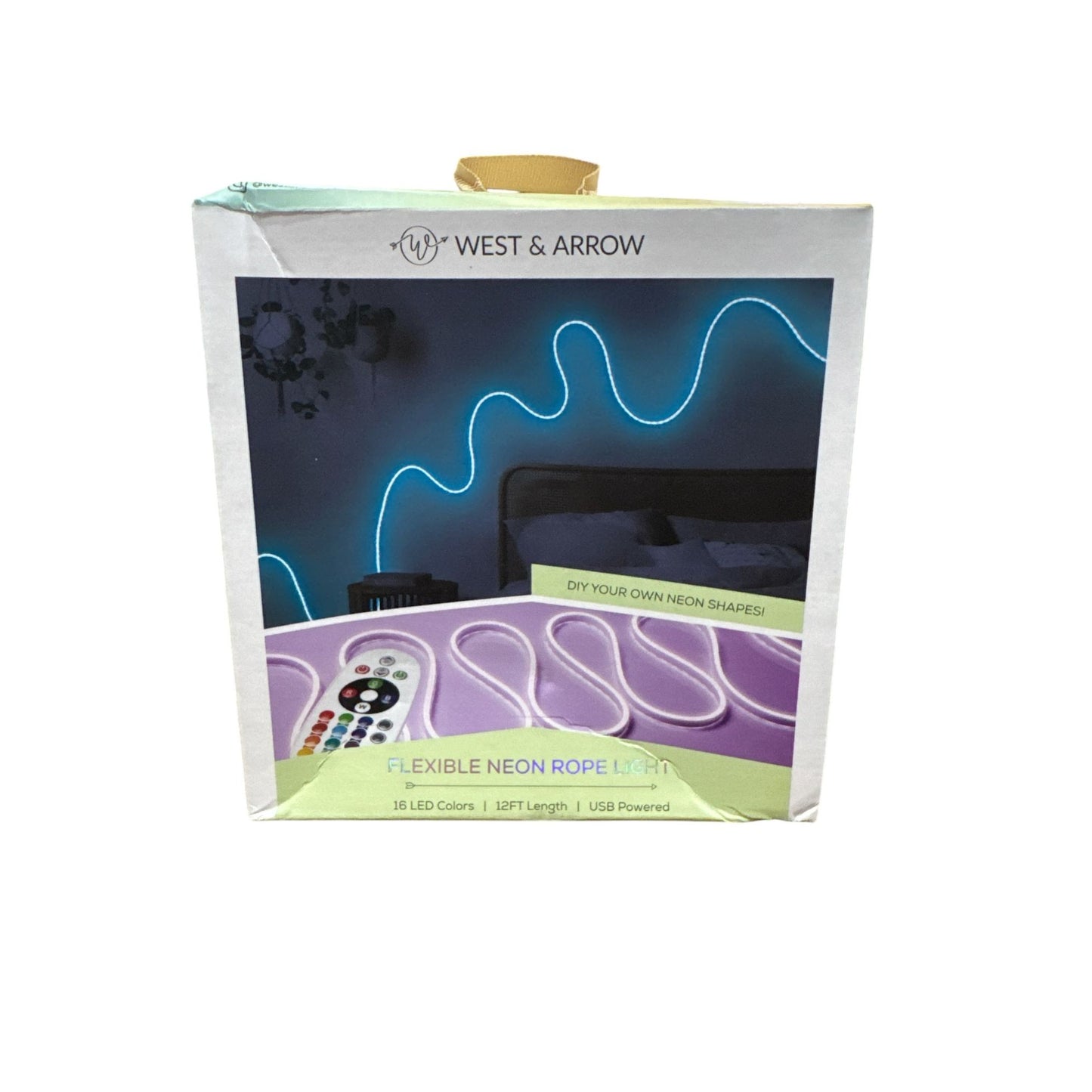 West & Arrow Flexible Multicolor LED Neon Rope Light 12ft With Remote & USB Powered