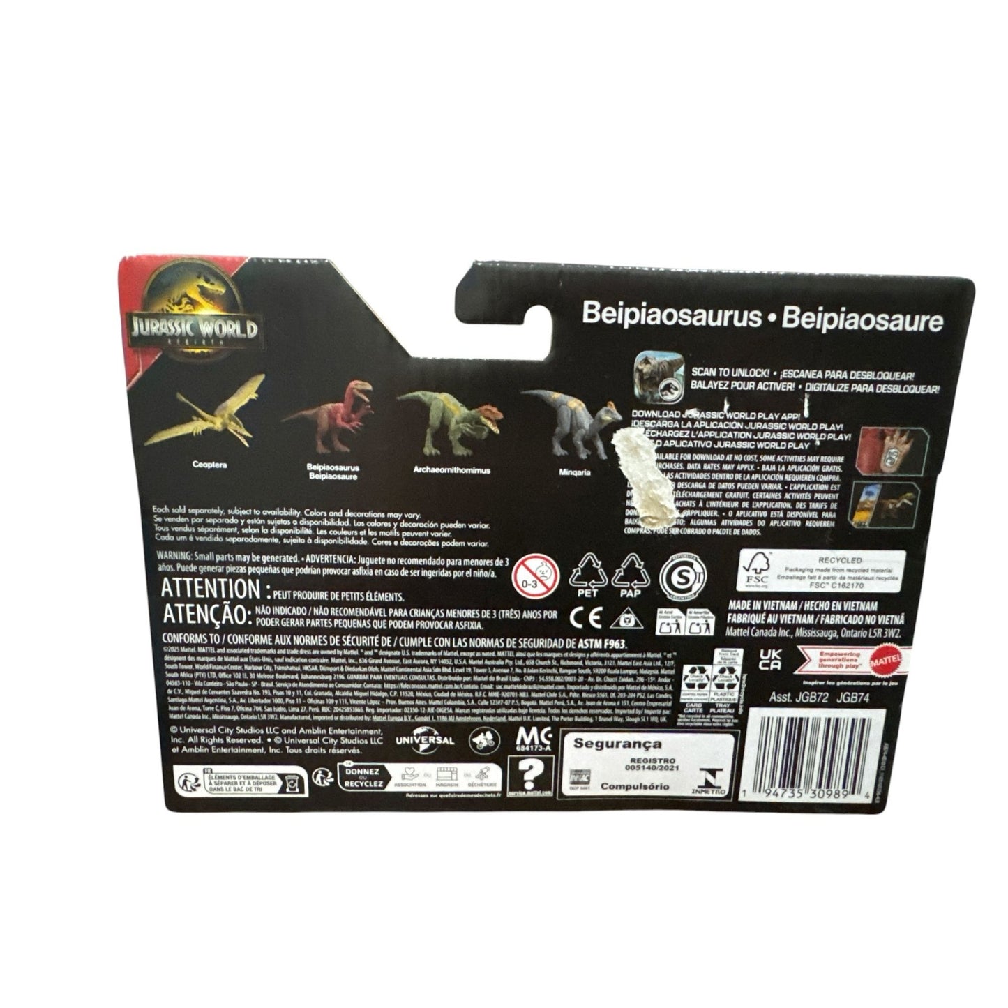 Jurassic World Rebirth Frenzy Pack Beipiaosaurus Dinosaur Action Figure 4+ Years