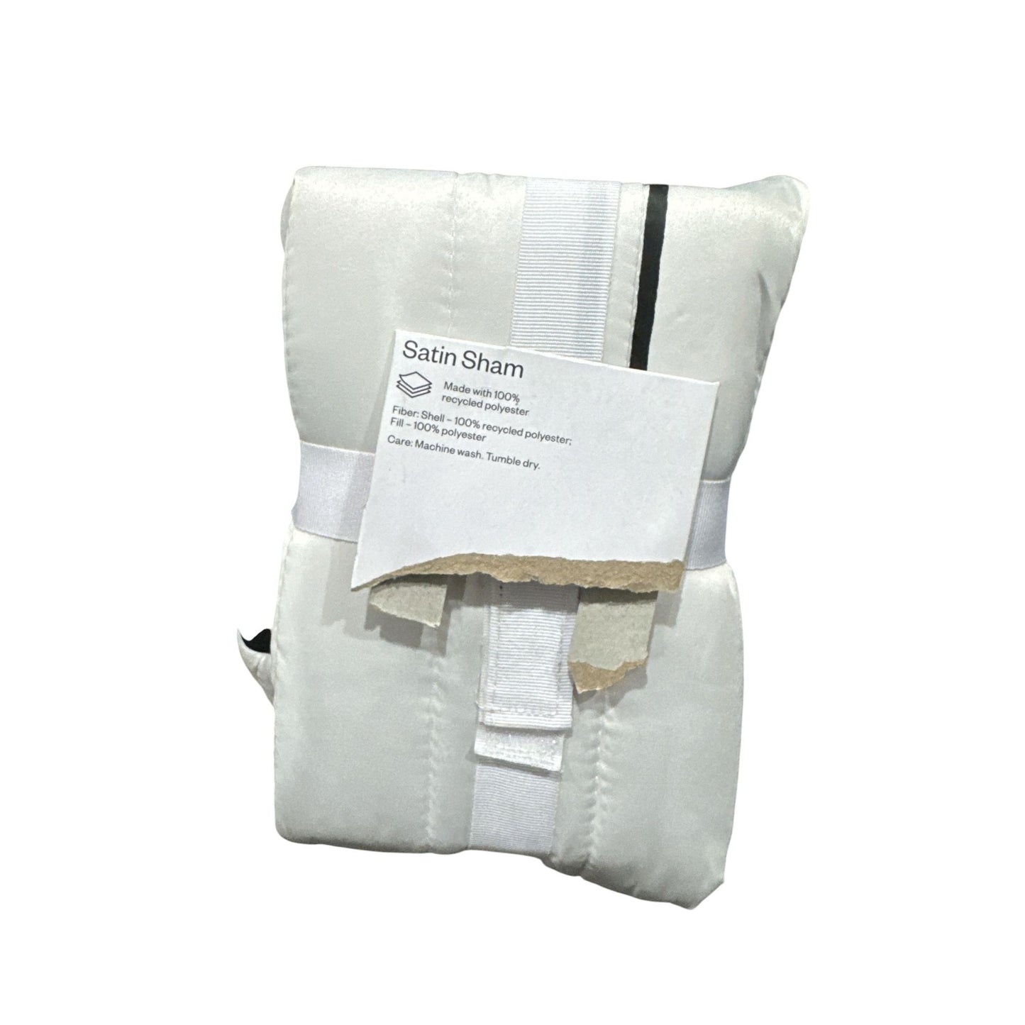 Room Essentials Satin Sham Standard Size White & Black Striped Machine Washable Envelope Closure 1pcs.