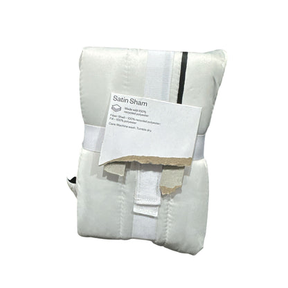 Room Essentials Satin Sham Standard Size White & Black Striped Machine Washable Envelope Closure 1pcs.
