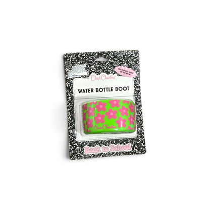 Char Charms Silicone Water Bottle Boot With Pink Floral Pattern