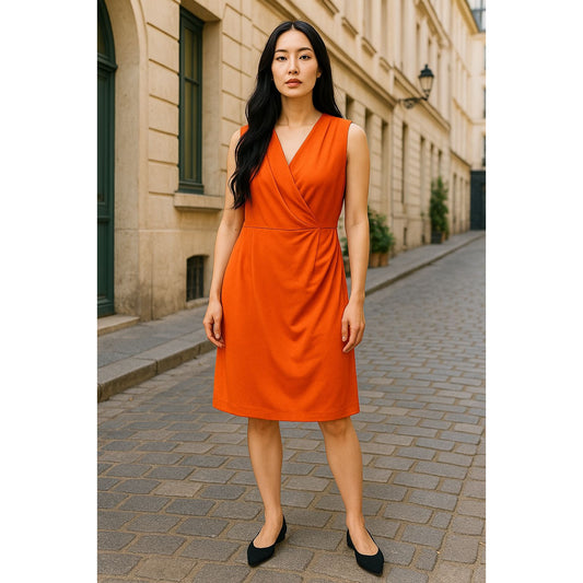 Maggy London Womens Sleeveless Orange Wrap Dress Size 22W