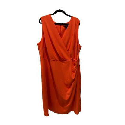 Maggy London Womens Sleeveless Orange Wrap Dress Size 22W