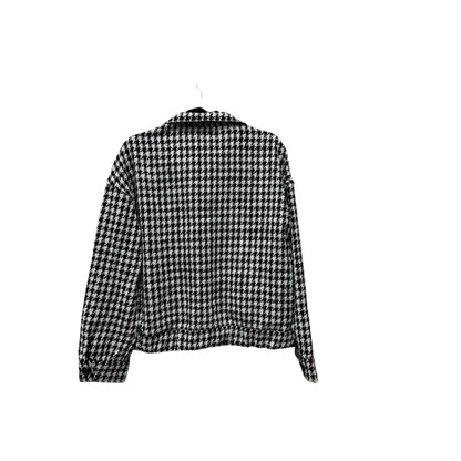 Sanctuary Women's Houndstooth Jacket In Black & White Button-Up Size M Wool Blend Crafted & Tailored