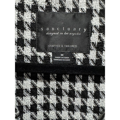 Sanctuary Women's Houndstooth Jacket In Black & White Button-Up Size M Wool Blend Crafted & Tailored