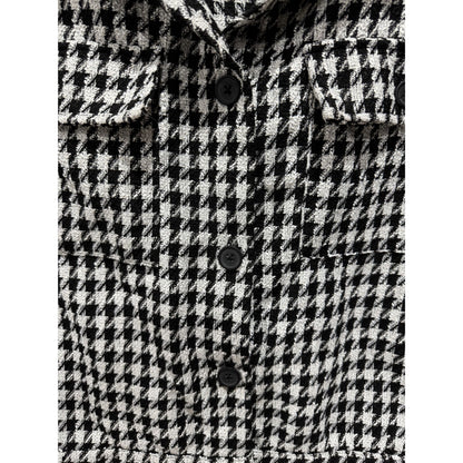 Sanctuary Women's Houndstooth Jacket In Black & White Button-Up Size M Wool Blend Crafted & Tailored