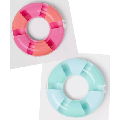 Set of 2 Sun Squad Inflatable Swim Tubes With Handles 36" Diameter Pink & Green For Ages 6+