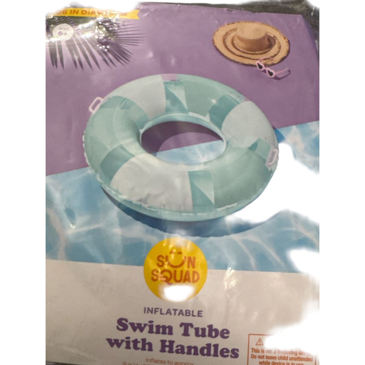 Set of 2 Sun Squad Inflatable Swim Tubes With Handles 36" Diameter Pink & Green For Ages 6+