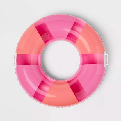 Set of 2 Sun Squad Inflatable Swim Tubes With Handles 36" Diameter Pink & Green For Ages 6+