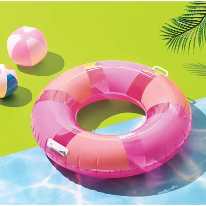 Set of 2 Sun Squad Inflatable Swim Tubes With Handles 36" Diameter Pink & Green For Ages 6+