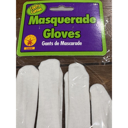 Masquerade Cotton Gloves White Adult 14+ Rubies Costume Co.