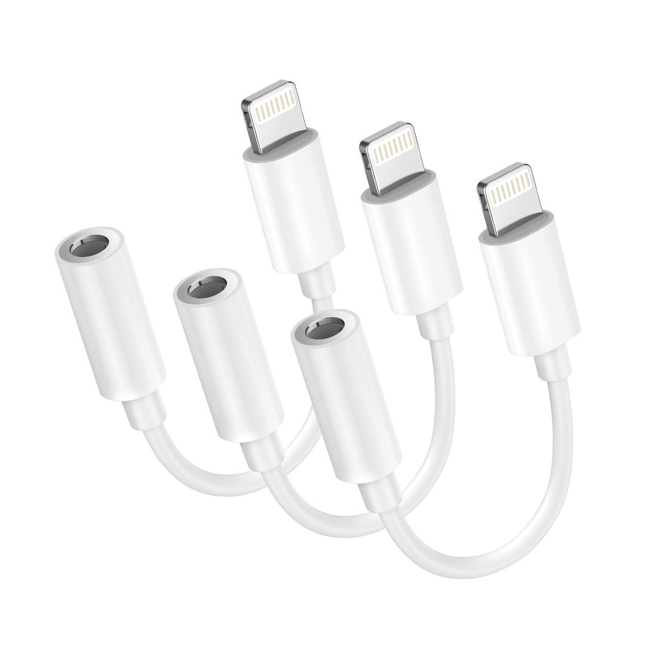 Apple MFi Certified 3-Pack Lightning to 3.5mm Headphone Jack Adapter with DAC, Headphone/Earphone