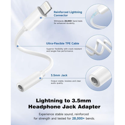 Apple MFi Certified 3-Pack Lightning to 3.5mm Headphone Jack Adapter with DAC, Headphone/Earphone