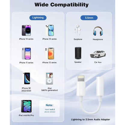 Apple MFi Certified 3-Pack Lightning to 3.5mm Headphone Jack Adapter with DAC, Headphone/Earphone