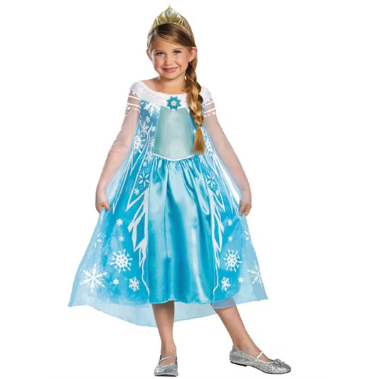 Disney Frozen Elsa Deluxe Child Costume With Tiara Size M (7-8)