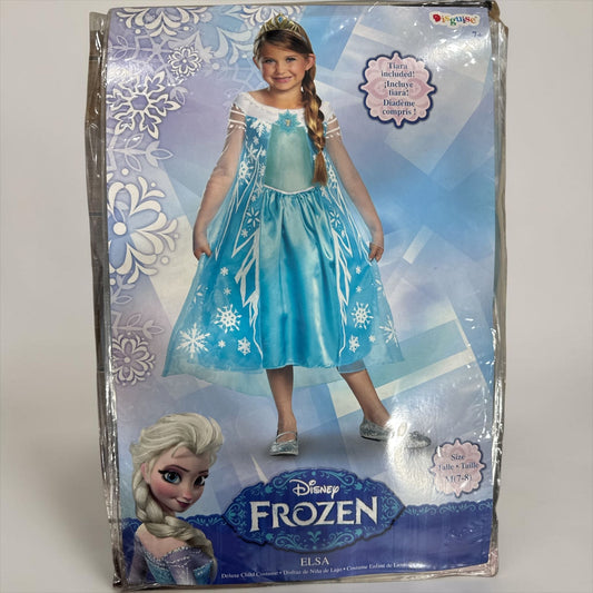 Disney Frozen Elsa Deluxe Child Costume With Tiara Size M (7-8)
