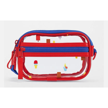 Cat & Jack Kids Ice Cream Print Clear Crossbody Bag With Adjustable Strap Red/Blue
