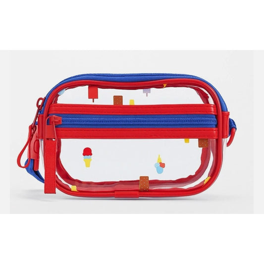 Cat & Jack Kids Ice Cream Print Clear Crossbody Bag With Adjustable Strap Red/Blue