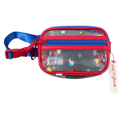 Cat & Jack Kids Ice Cream Print Clear Crossbody Bag With Adjustable Strap Red/Blue