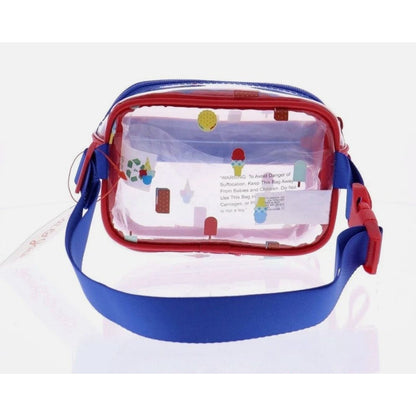 Cat & Jack Kids Ice Cream Print Clear Crossbody Bag With Adjustable Strap Red/Blue