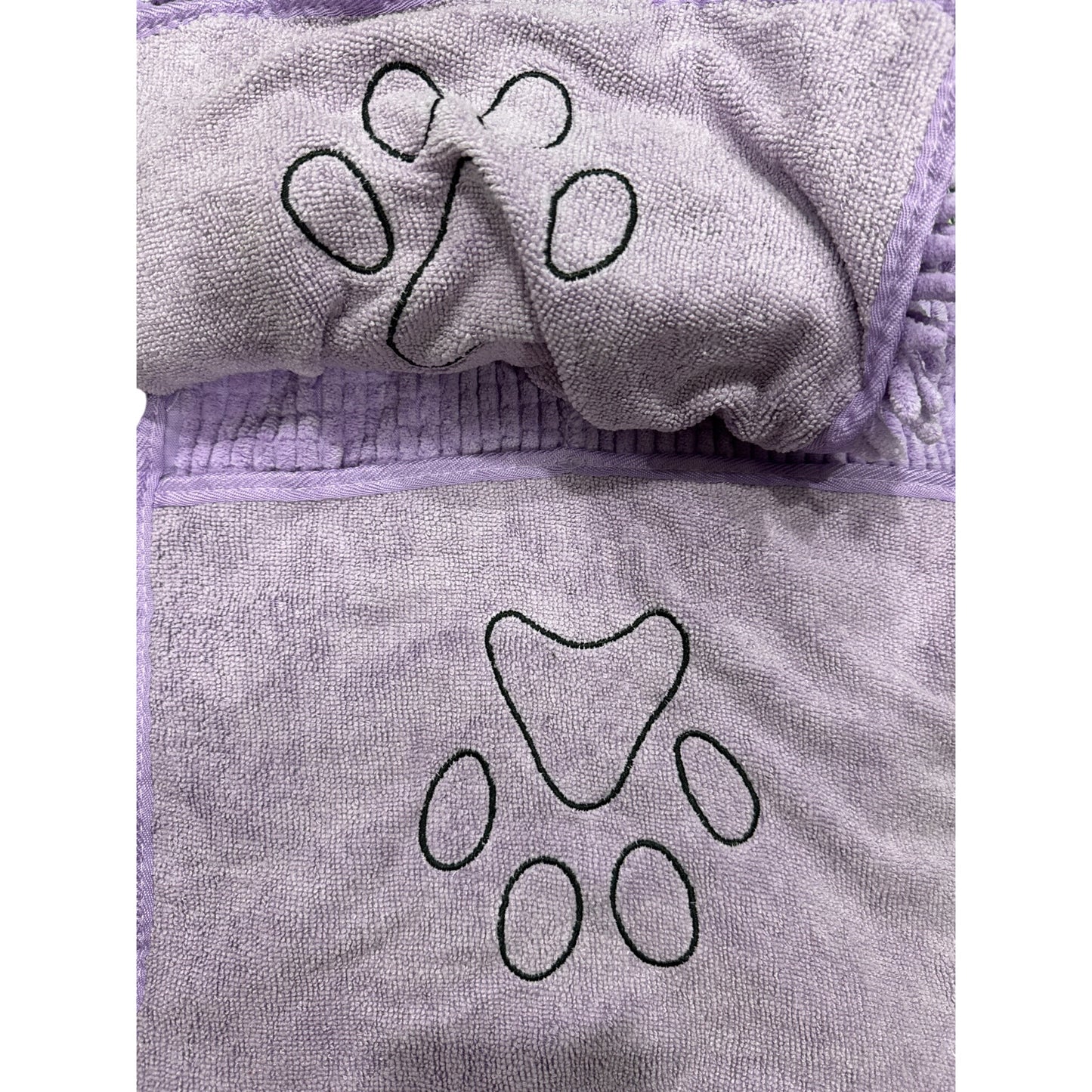 London Fog Premium Pet Drying Towel 31"x13" Purple Maximum Absorbency Side Pockets For Hand Drying