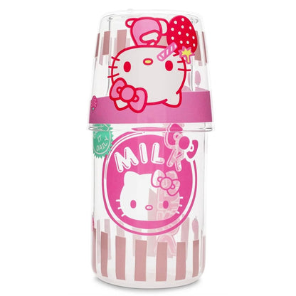 Hello Kitty Glass Water Pitcher With Cup 18 Oz (532 Ml) Pink & White Design Includes Cup With Strawberry Graphic