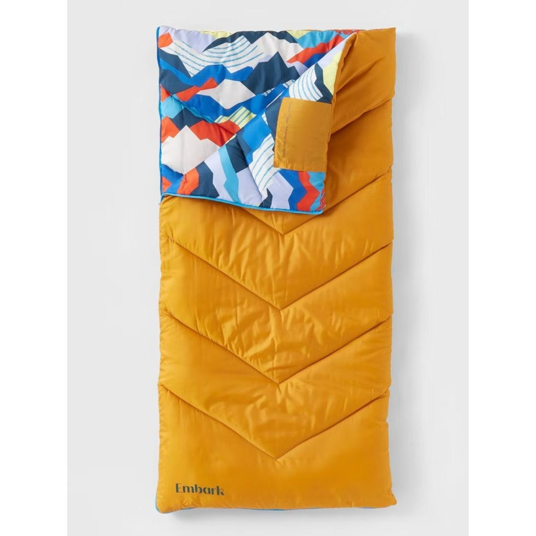 Embark Kids Sleeping Bag 60" Rectangular Travel Friendly Full Zip Multicolor