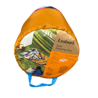 Embark Kids Sleeping Bag 60" Rectangular Travel Friendly Full Zip Multicolor