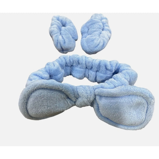 Skincare Headband & Wristbands Set Blue
