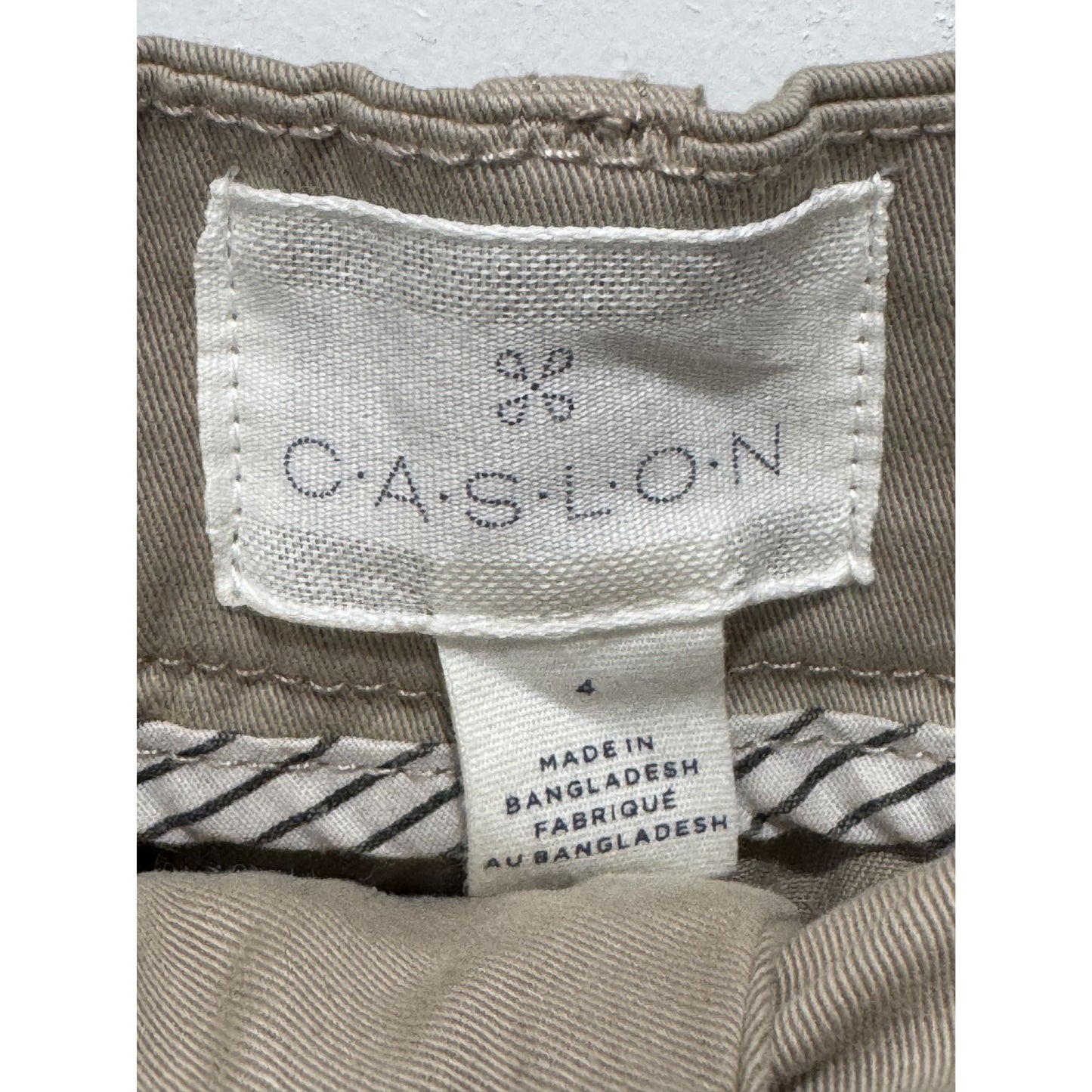 Caslon Women's Khaki Chino Shorts Size 4 Cotton Blend Made In Bangladesh