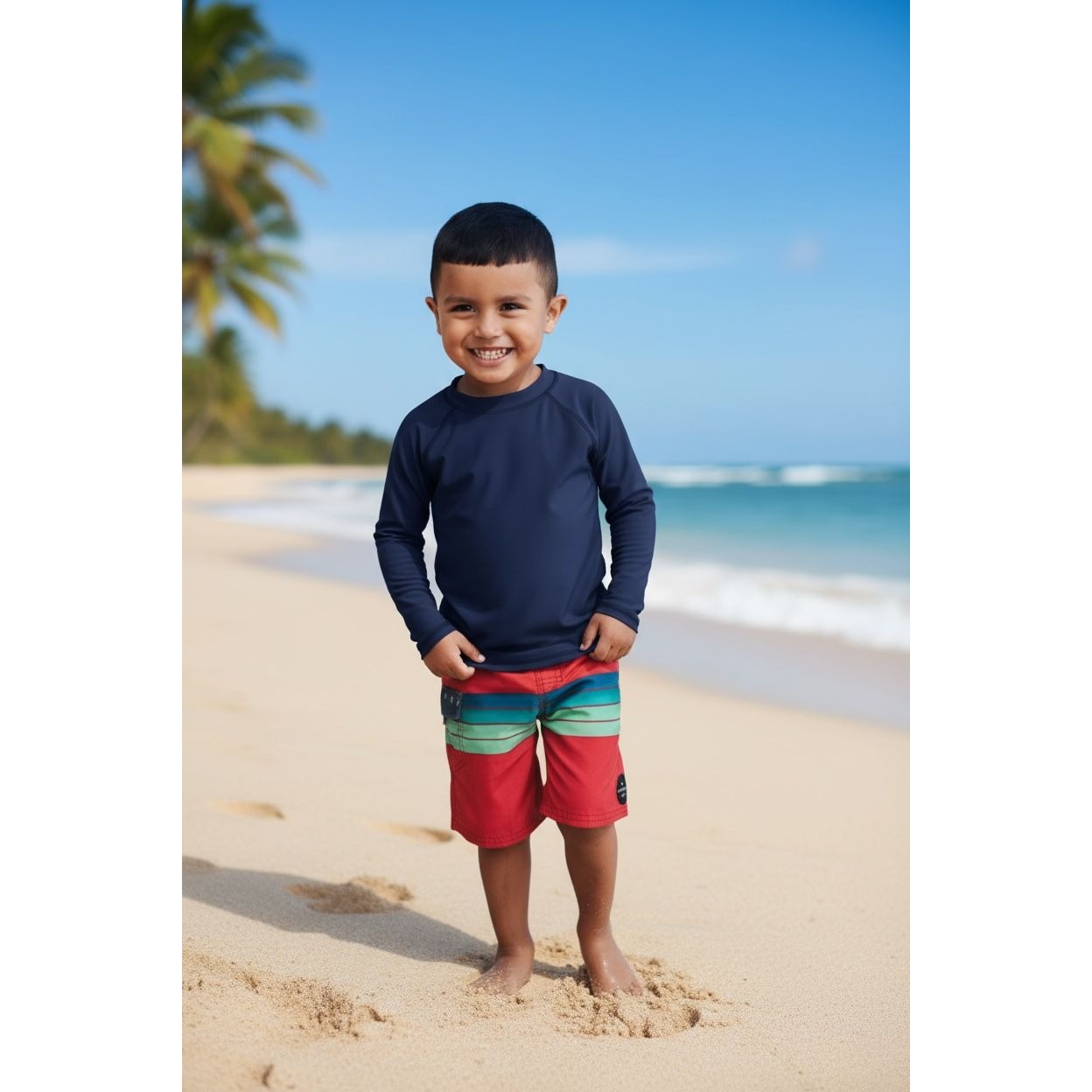 Rip Curl Boys Lay Days Lifestyle Boardshorts Size 2 Red/Green Striped Quick-Dry With Pockets