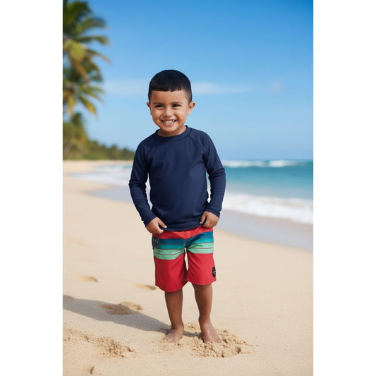 Rip Curl Boys Lay Days Lifestyle Boardshorts Size 2 Red/Green Striped Quick-Dry With Pockets